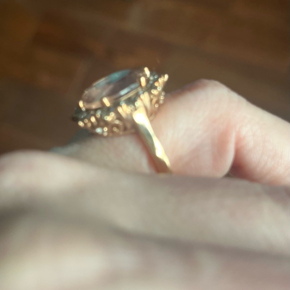 Victoria Wieck CZ Oval Morganite Halo Ring Rose Gold Size 6 - Picture 3 of 10